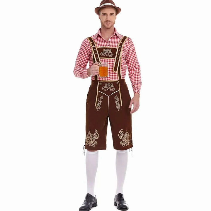 Herren Trachten-Set Kniebundhose Mit Karohemd Im Lederhosen-Stil Für Oktoberfest Und Mottopartys 2