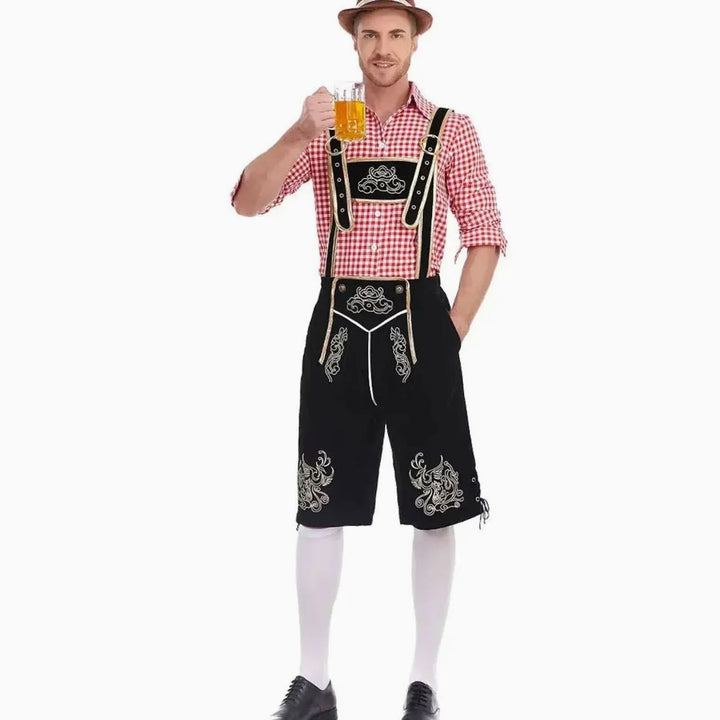 Herren Trachten-Set Kniebundhose Mit Karohemd Im Lederhosen-Stil Für Oktoberfest Und Mottopartys 4
