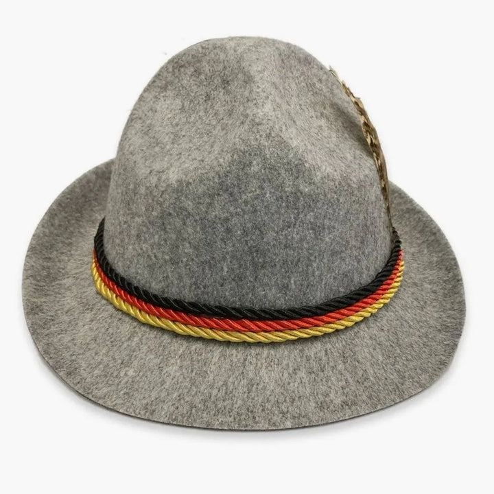 Herren Trachtenanzug Komplettset mit Bestickter Lederhose, Kariertem Kurzarmhemd und Filzhut für Oktoberfest 10