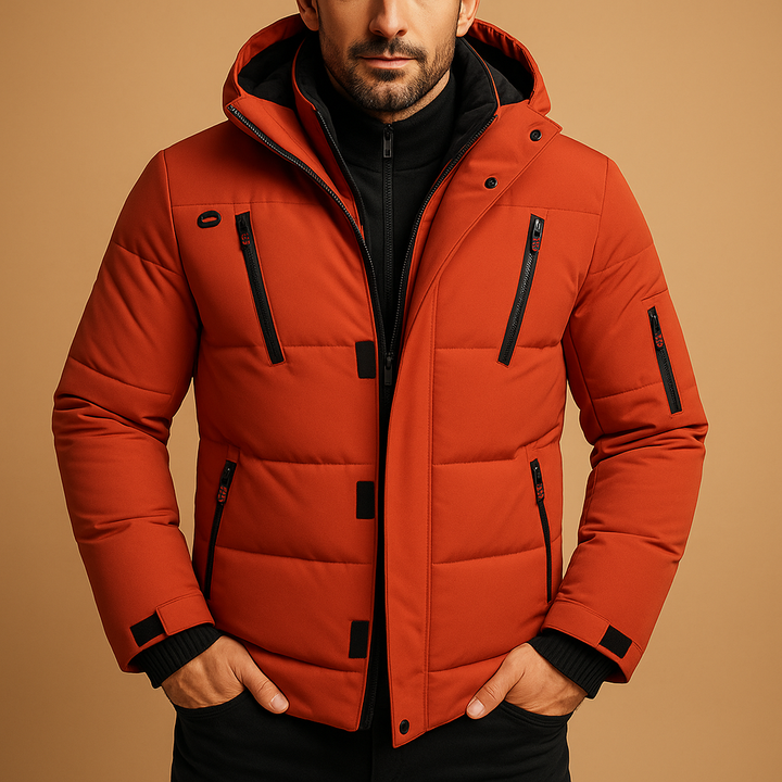 Herren Winterjacke Robuste Dick Gefütterte Jacke mit Reißverschluss für Kalte Tage 3
