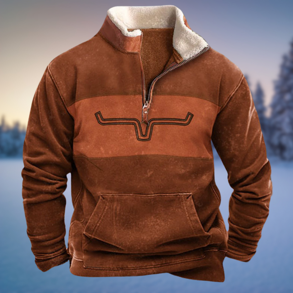 Herren Winterpullover mit Halb-Reißverschluss Lässig Warm Komfortabel 1