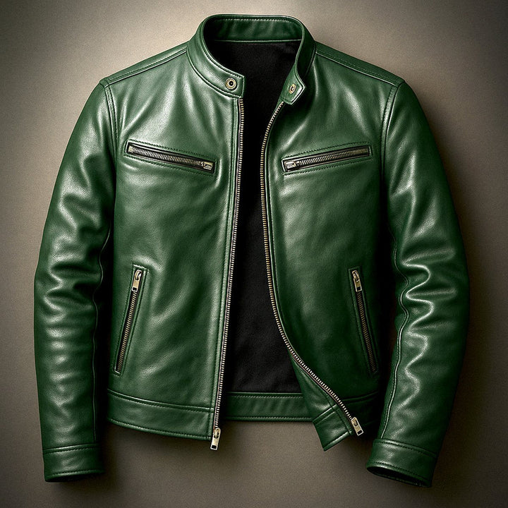 Herrenjacke Vintage Bikerjacke Echtleder Steppjacke mit Reißverschluss für Stil und Komfort 2