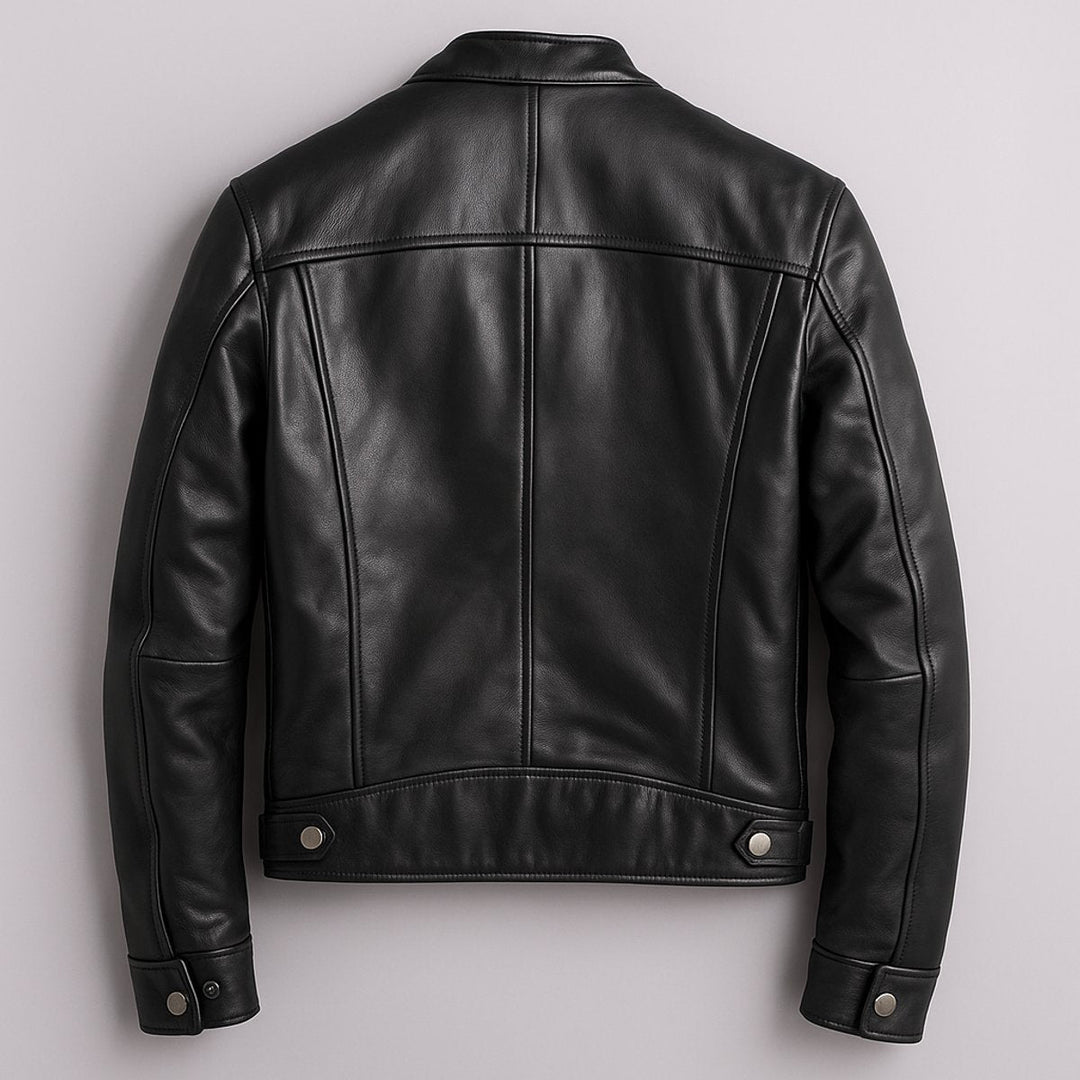 Herrenjacke Vintage Bikerjacke Echtleder Steppjacke mit Reißverschluss für Stil und Komfort 3