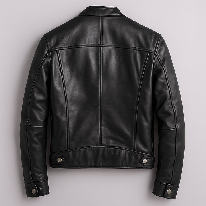 Herrenjacke Vintage Bikerjacke Echtleder Steppjacke mit Reißverschluss für Stil und Komfort 3