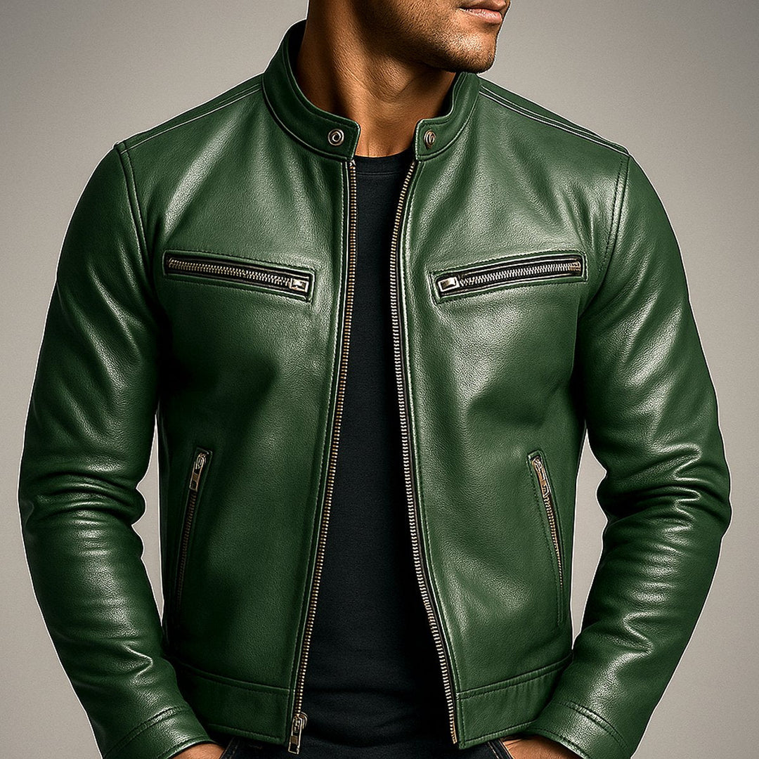 Herrenjacke Vintage Bikerjacke Echtleder Steppjacke mit Reißverschluss für Stil und Komfort 6