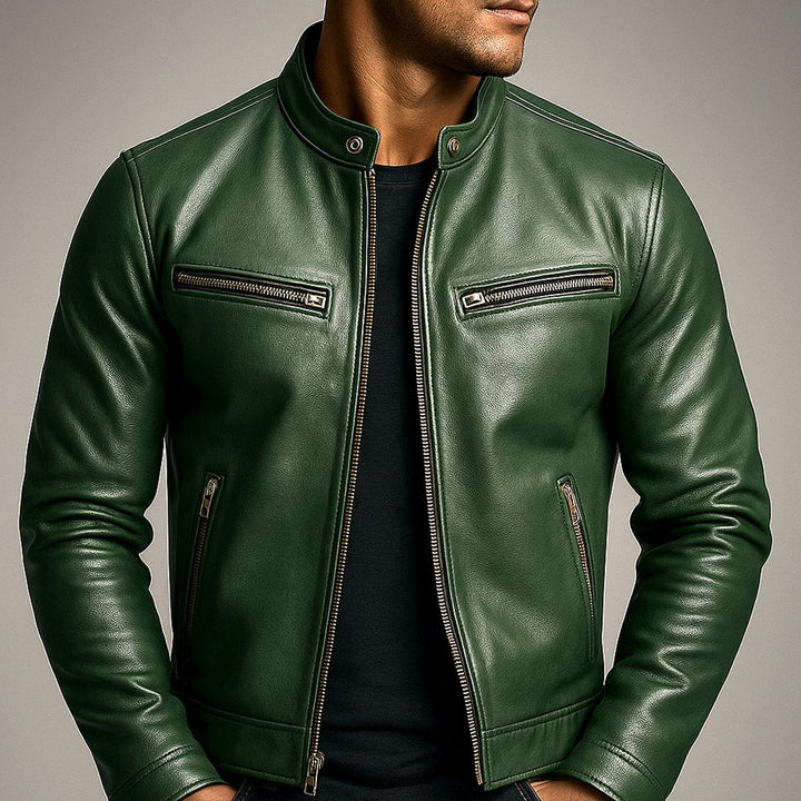 Herrenjacke Vintage Bikerjacke Echtleder Steppjacke mit Reißverschluss für Stil und Komfort 6