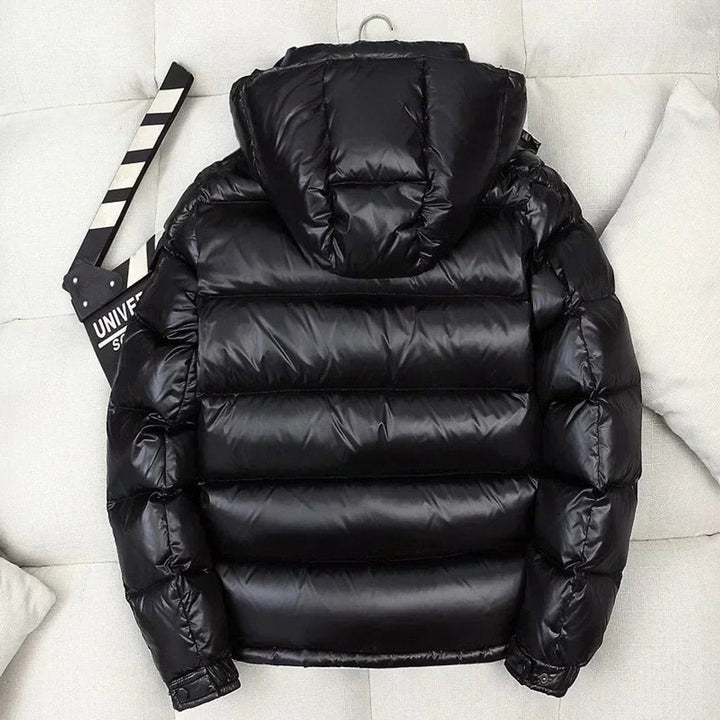 Herrenjacke Winter Glänzende Steppjacke mit Kapuze und Wärmender Daunenfüllung für Kälte und Wind 1