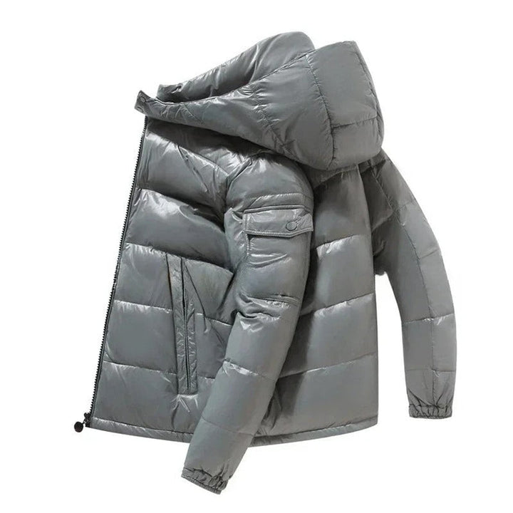 Herrenjacke Winter Glänzende Steppjacke mit Kapuze und Wärmender Daunenfüllung für Kälte und Wind 6