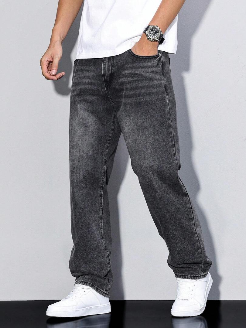 Herrenjeans Gerade Passform Komfortabel Vielseitig Kombinierbar Denim 0