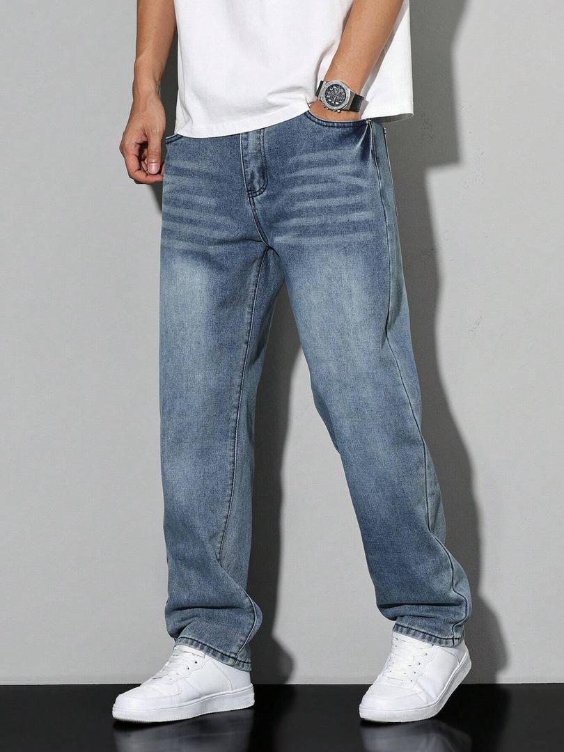 Herrenjeans Gerade Passform Komfortabel Vielseitig Kombinierbar Denim 9