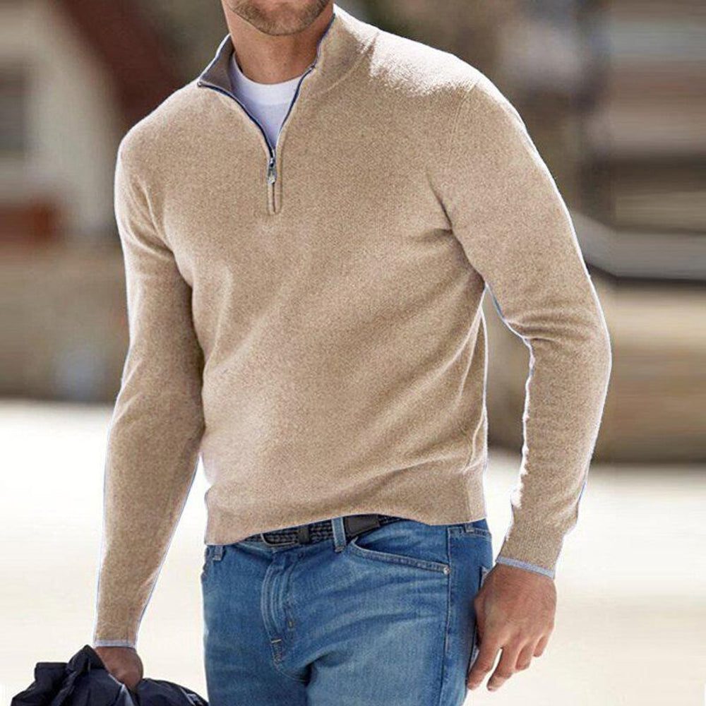 Herrenpullover Mit Halbem Reißverschluss, Regular Fit, Komfortabler Strickpullover Für Alltag Und Büro 1