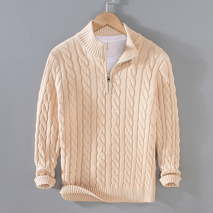 Herrenpullover Mit Halbzip Und Zopfmuster Für Kühle Tage – Stilvoller Komfort Für Jeden Anlass 0