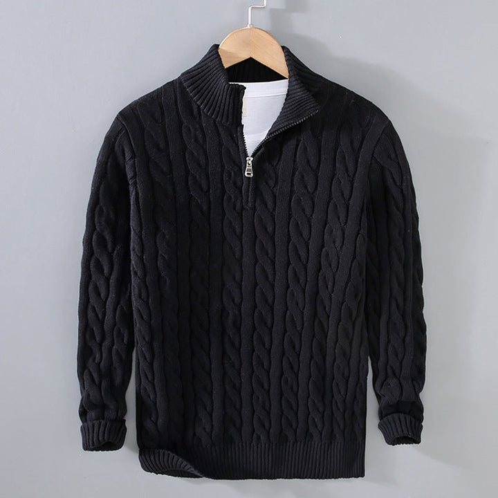 Herrenpullover Mit Halbzip Und Zopfmuster Für Kühle Tage – Stilvoller Komfort Für Jeden Anlass 1