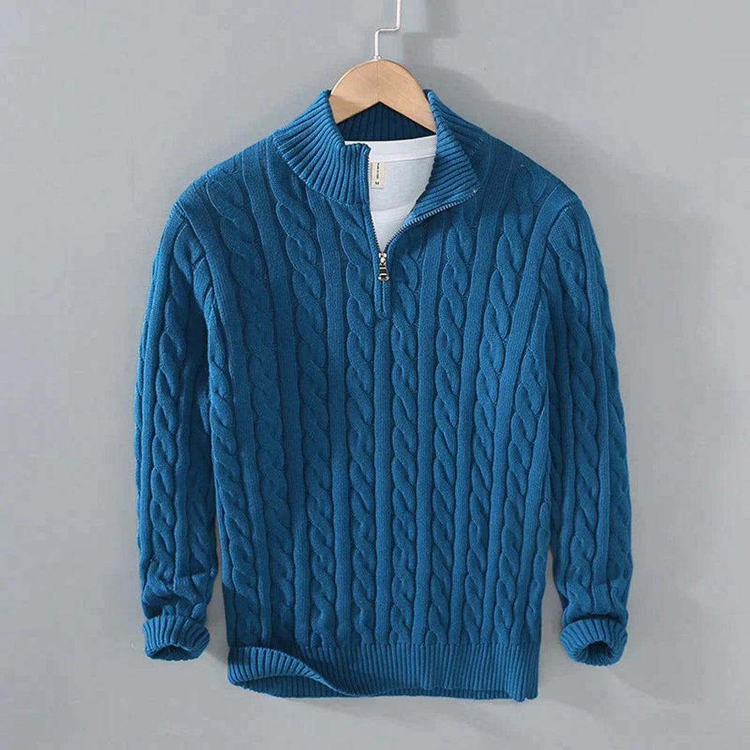 Herrenpullover Mit Halbzip Und Zopfmuster Für Kühle Tage – Stilvoller Komfort Für Jeden Anlass 3