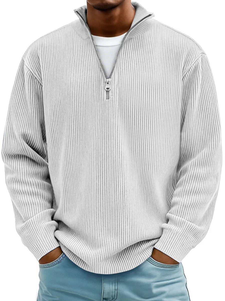 Herrenpullover Rippstrick Mit Stehkragen & Viertelreißverschluss – Komfortabler Sweater Für Alltag Und Büro 4
