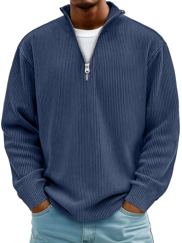 Herrenpullover Rippstrick Mit Stehkragen & Viertelreißverschluss – Komfortabler Sweater Für Alltag Und Büro 5