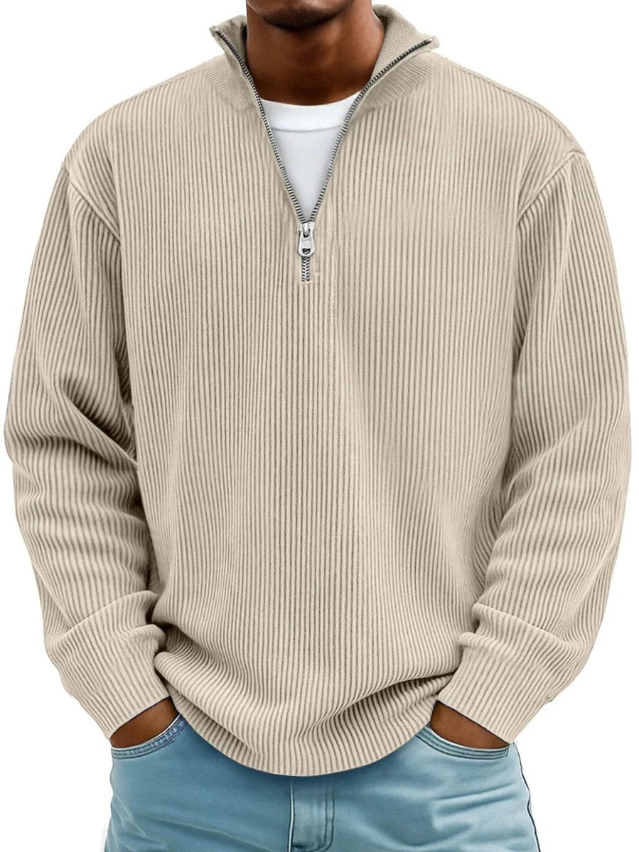 Herrenpullover Rippstrick Mit Stehkragen & Viertelreißverschluss – Komfortabler Sweater Für Alltag Und Büro 6
