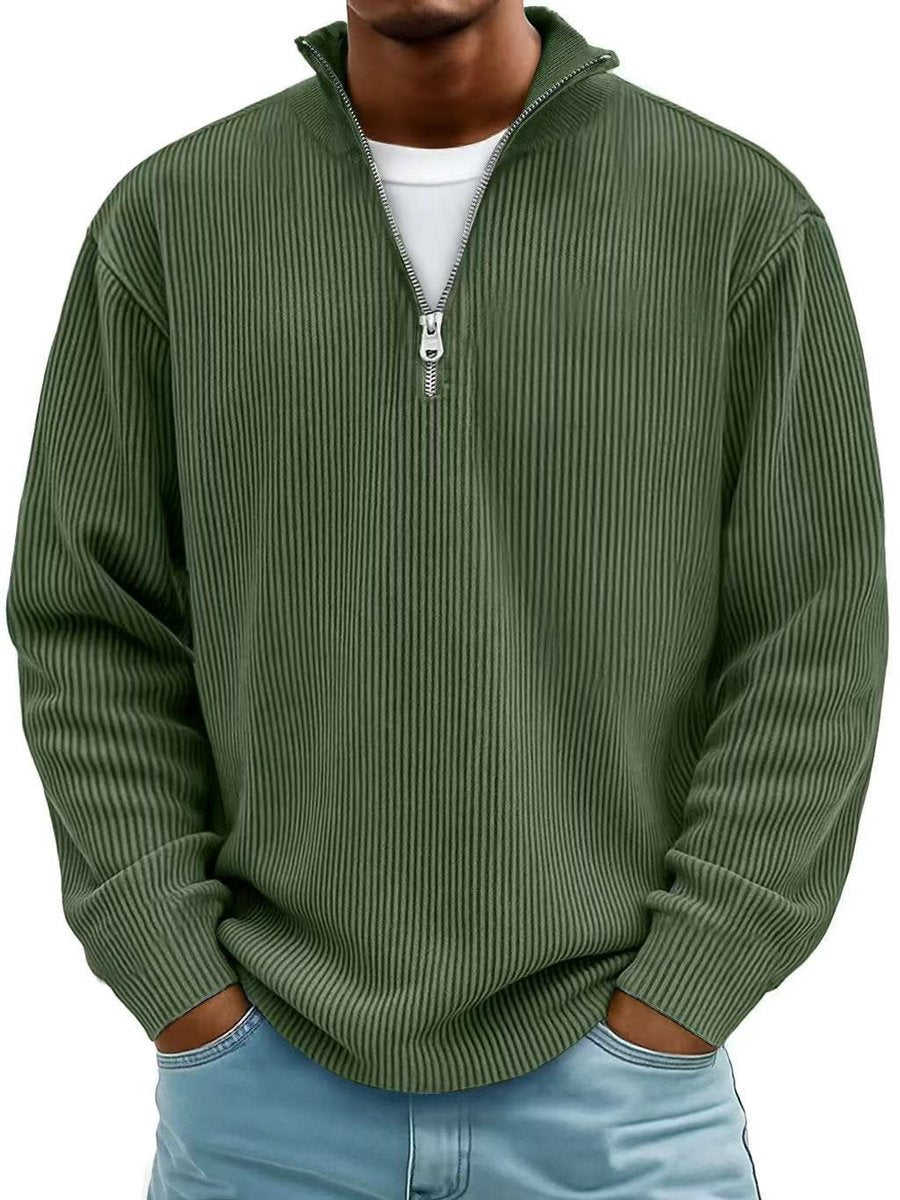 Herrenpullover Rippstrick Mit Stehkragen & Viertelreißverschluss – Komfortabler Sweater Für Alltag Und Büro 9