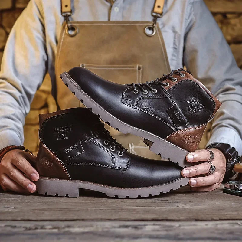 Herrenstiefel Schwarz Mit Orthopädischem Arch Support – Robuste Freizeitstiefel Für Komfort Und Stil 0