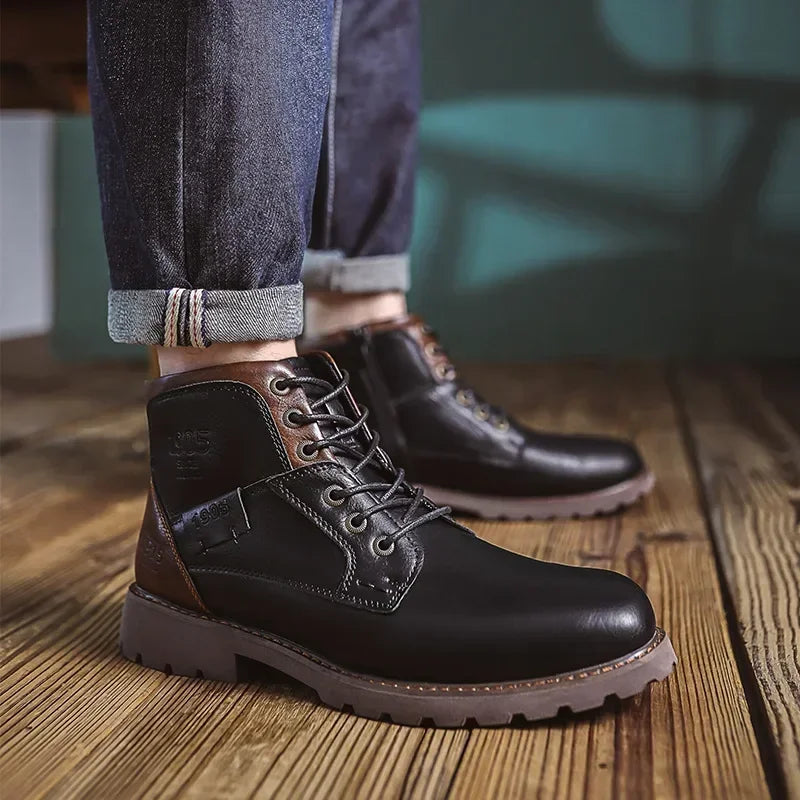 Herrenstiefel Schwarz Mit Orthopädischem Arch Support – Robuste Freizeitstiefel Für Komfort Und Stil 4