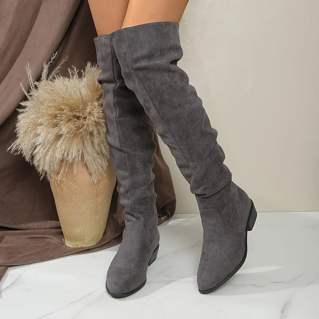Jacinda | Damen Overknee-Stiefel mit niedrigem Blockabsatz 4