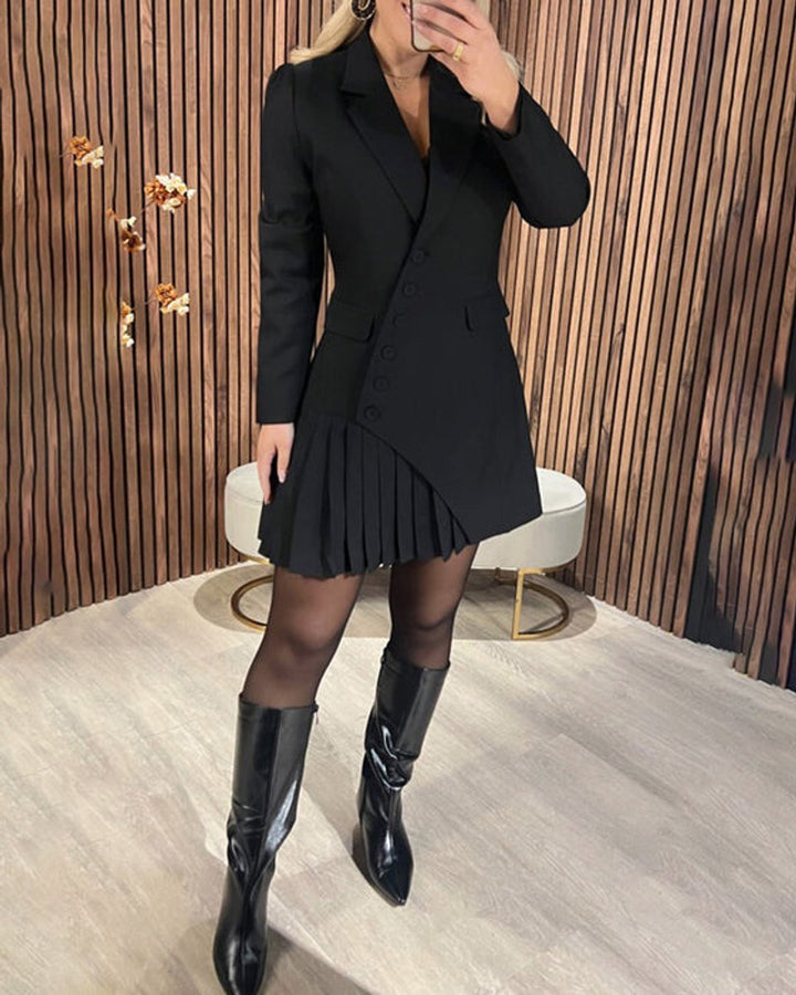 Katharina | Damen Langarm Blazer-Kleid mit Faltenrock elegantes Formal Dress 3