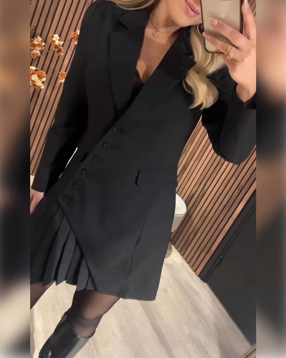 Katharina | Damen Langarm Blazer-Kleid mit Faltenrock elegantes Formal Dress 4
