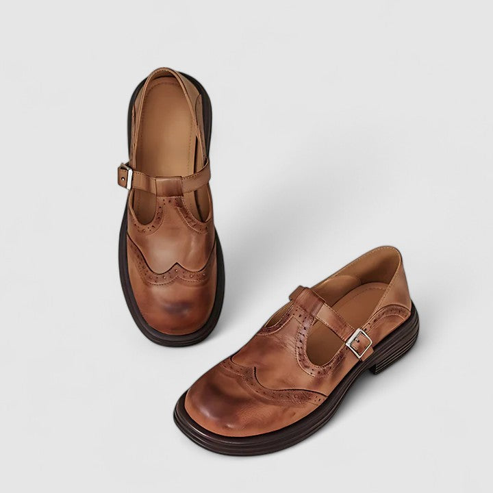 Klassische Damen T-Riemchen Schuhe mit Orthopädischer Fußgewölbeunterstützung für Eleganz und Komfort 2