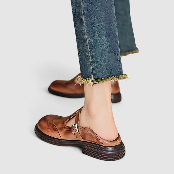 Klassische Damen T-Riemchen Schuhe mit Orthopädischer Fußgewölbeunterstützung für Eleganz und Komfort 4