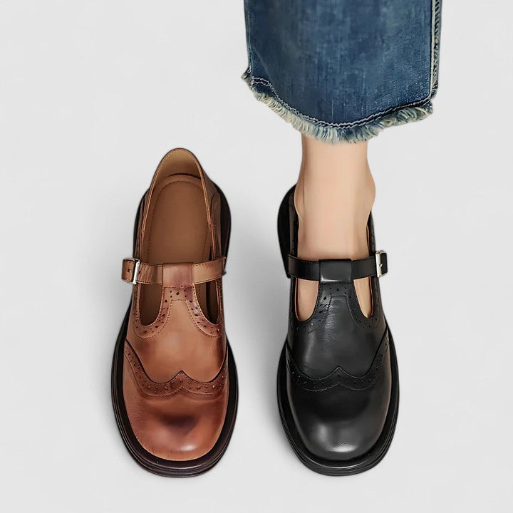 Klassische Damen T-Riemchen Schuhe mit Orthopädischer Fußgewölbeunterstützung für Eleganz und Komfort 5