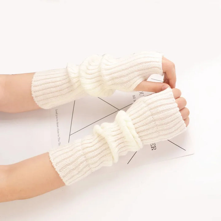 Lange fingerlose Strickhandschuhe (30 cm) 1