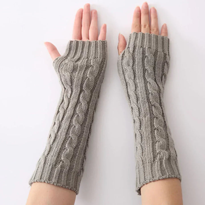 Lange fingerlose Strickhandschuhe (30 cm) 6