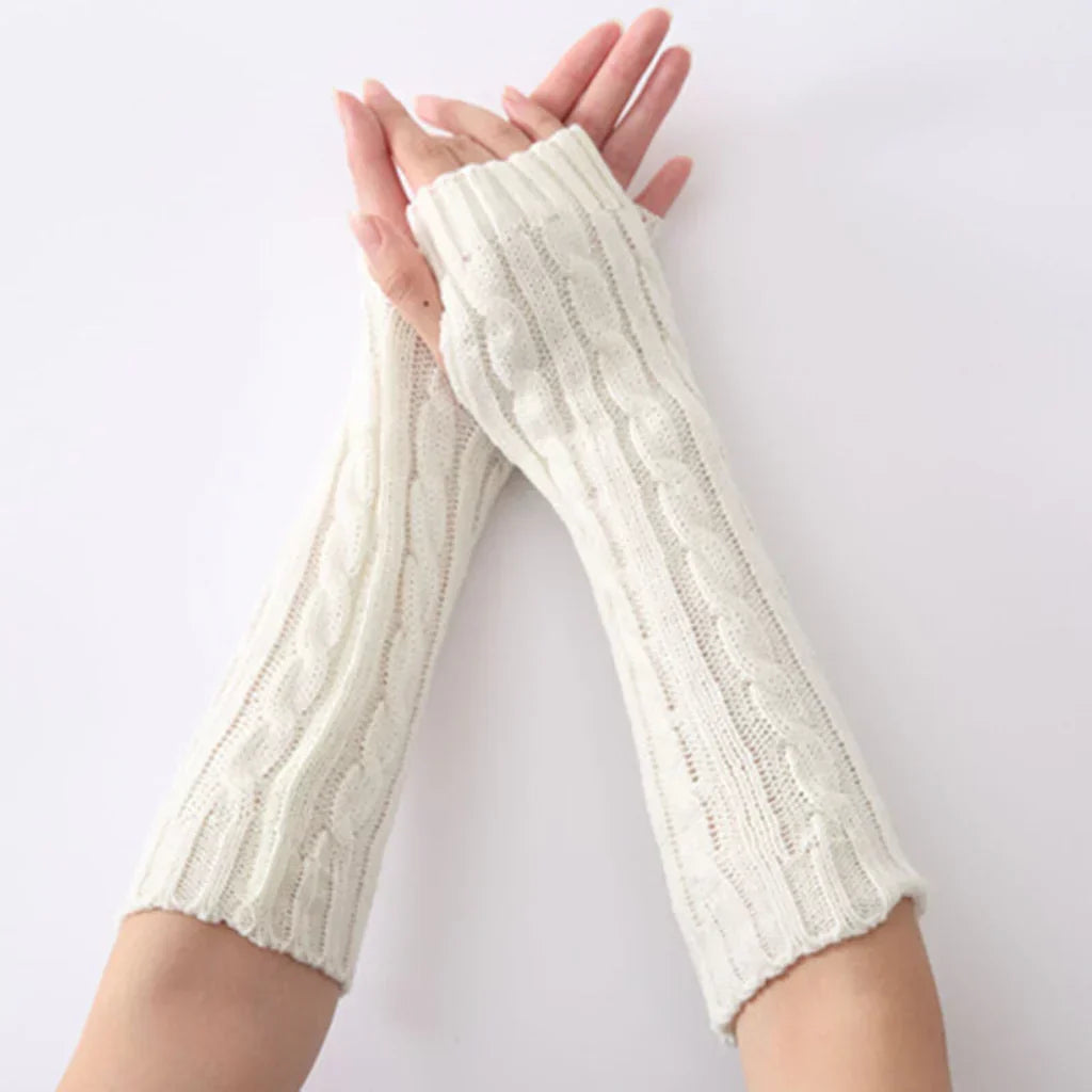 Lange fingerlose Strickhandschuhe (30 cm) 7
