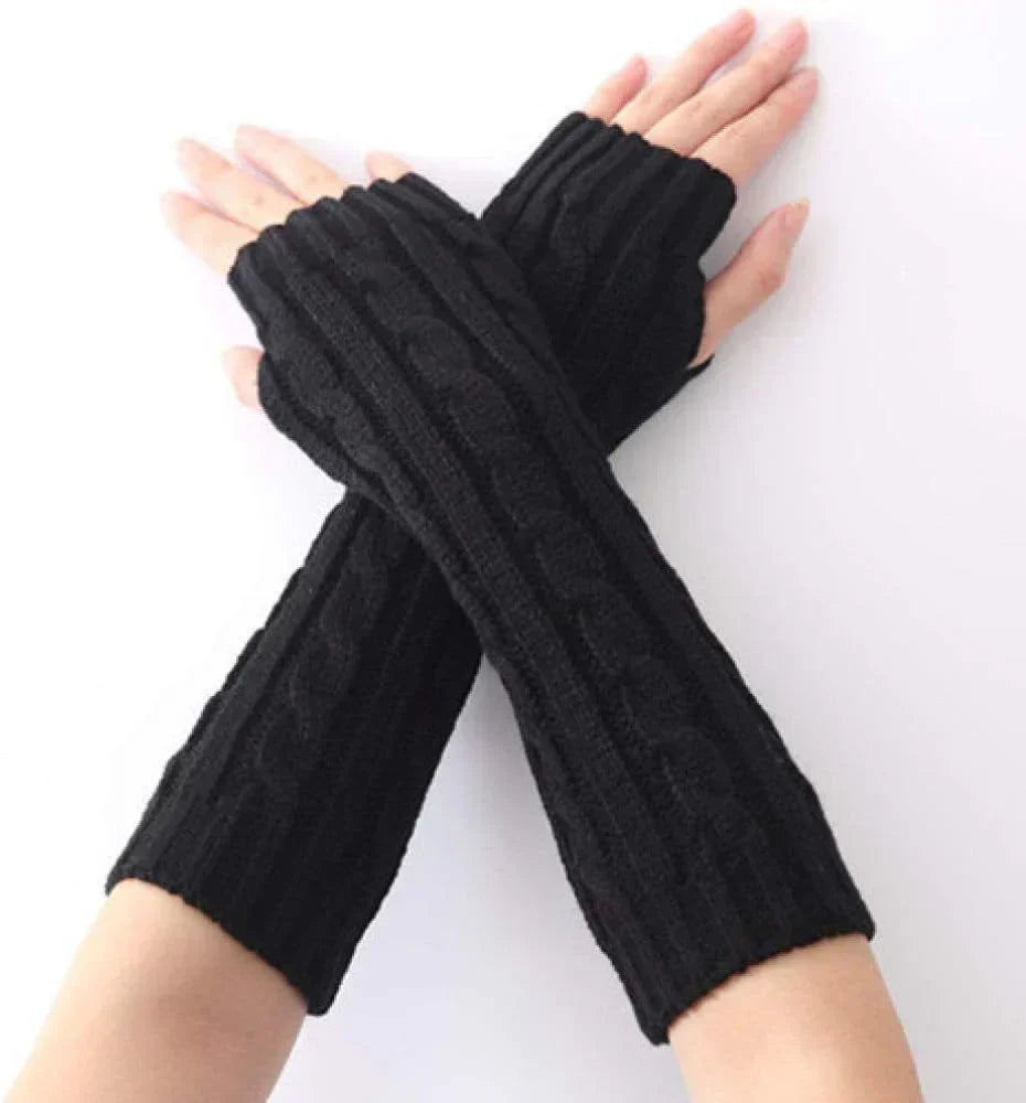 Lange fingerlose Strickhandschuhe (30 cm) 8