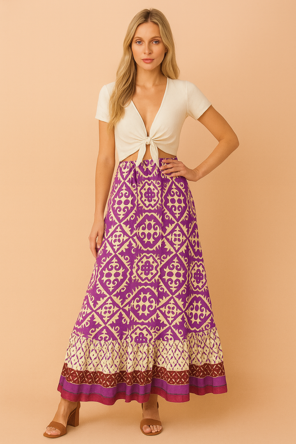Langer Sommerrock im Retro-Boho-Stil für Frauen - Eleganter, vielseitiger Look 1
