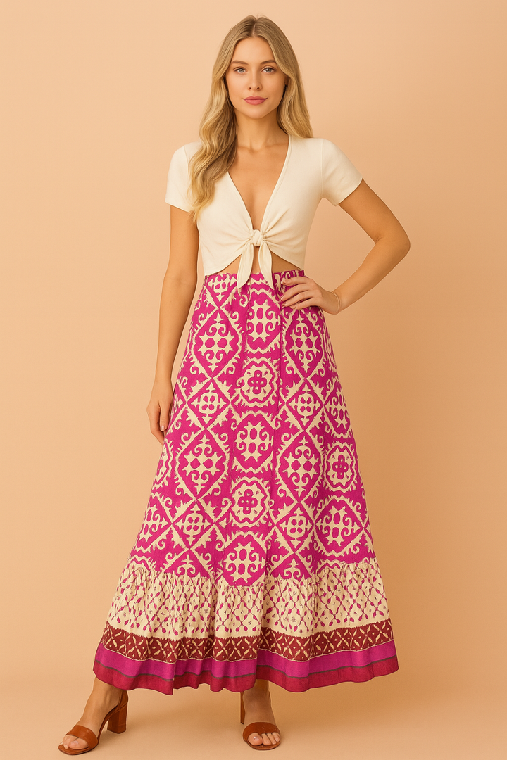 Langer Sommerrock im Retro-Boho-Stil für Frauen - Eleganter, vielseitiger Look 3