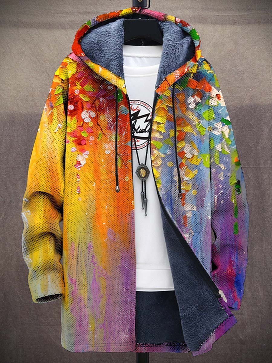 Leonie | Kunstdruck Fleece-gefütterter Oversized Zip-Hoodie Cardigan 1