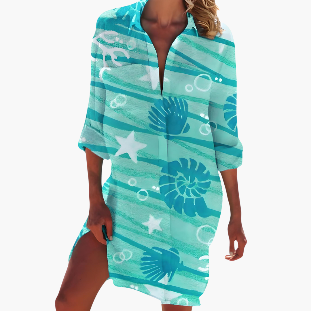 Luftiges Damen Hemdblusenkleid mit langen Ärmeln für den Sommer 2