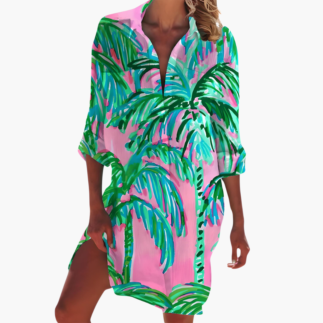 Luftiges Damen Hemdblusenkleid mit langen Ärmeln für den Sommer 5