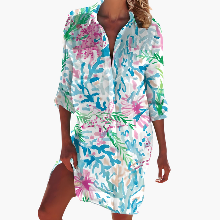 Luftiges Damen Hemdblusenkleid mit langen Ärmeln für den Sommer 6