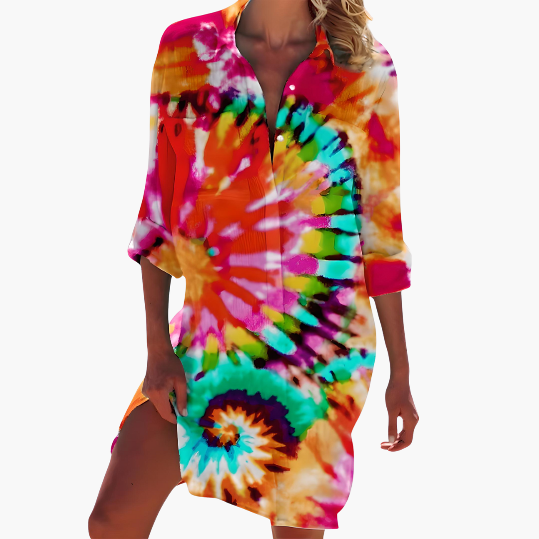 Luftiges Damen Hemdblusenkleid mit langen Ärmeln für den Sommer 7