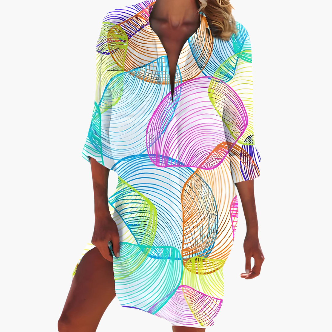 Luftiges Damen Hemdblusenkleid mit langen Ärmeln für den Sommer 8