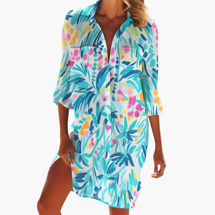 Luftiges Damen Hemdblusenkleid mit langen Ärmeln für den Sommer 9