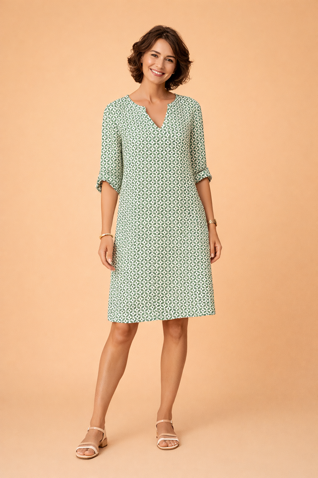 Luftiges Damenkleid Mit V-Ausschnitt – Bequemes Sommerkleid Für Elegante Anlässe 0