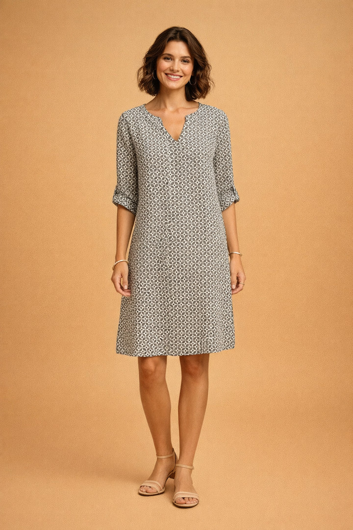 Luftiges Damenkleid Mit V-Ausschnitt – Bequemes Sommerkleid Für Elegante Anlässe 1