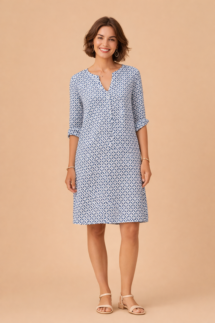Luftiges Damenkleid Mit V-Ausschnitt – Bequemes Sommerkleid Für Elegante Anlässe 2