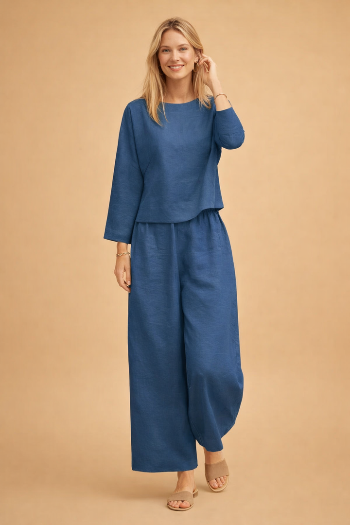 Luftiges Set aus Bluse und Hose für Damen – Elegante Sommermode 2