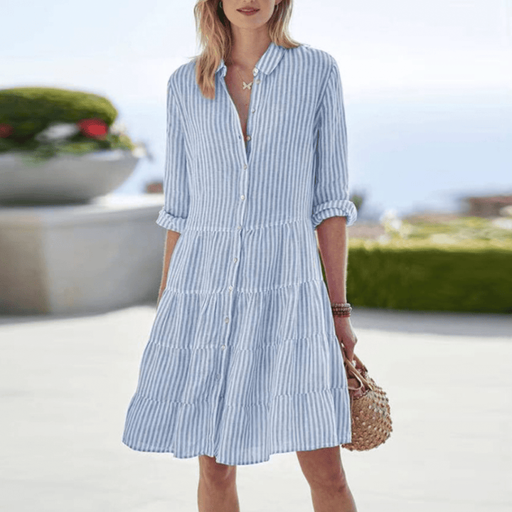 Luftiges gestreiftes Sommerkleid für Damen – Elegantes A-Linien Design für warme Tage 4