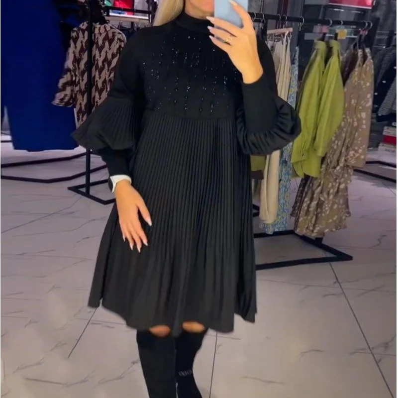 Marlene | Plus-Size Kleid mit Stehkragen und Laternenärmeln 6