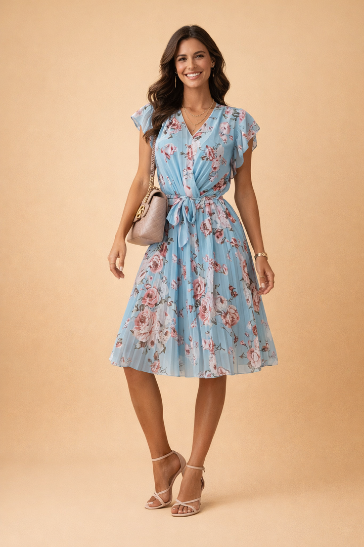 Midi-Sommerkleid mit Blumendruck für Damen – Elegantes, lässiges Design für den Sommer 2